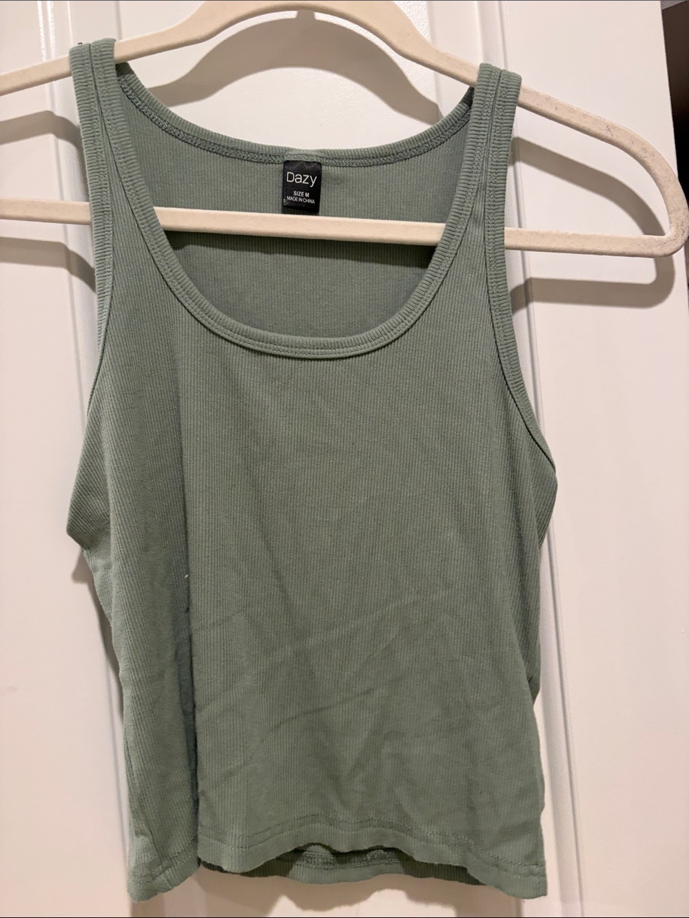 SHEIN Ribbed Scoop Neck Tank Top in Sage Green